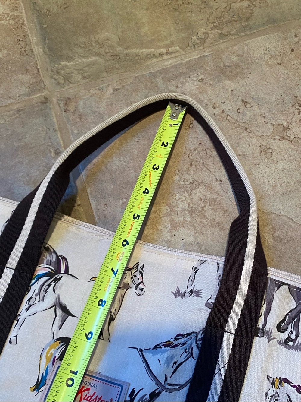 Cath Kidston Large Tote with Horse Print with Striped Handles. - Picture 13 of 16